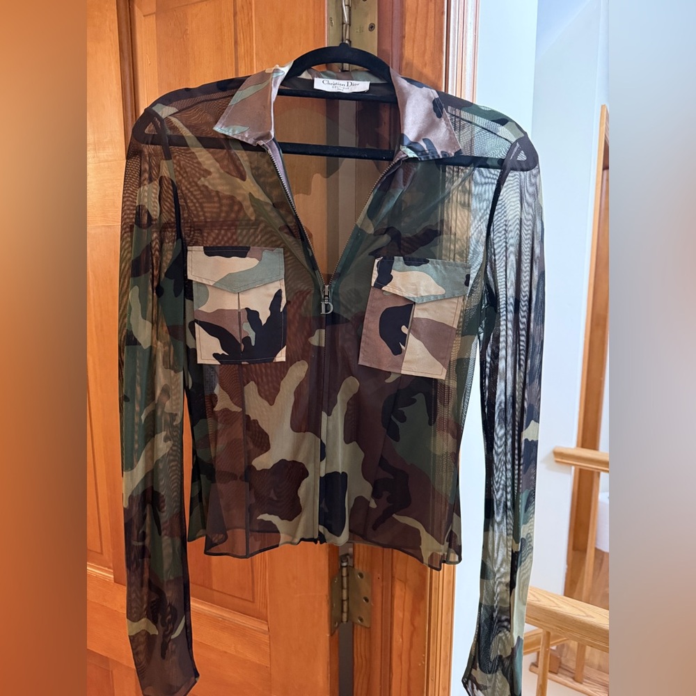 Dior Vintage 2001 Camo Mesh Top - Very Rare. Size 8